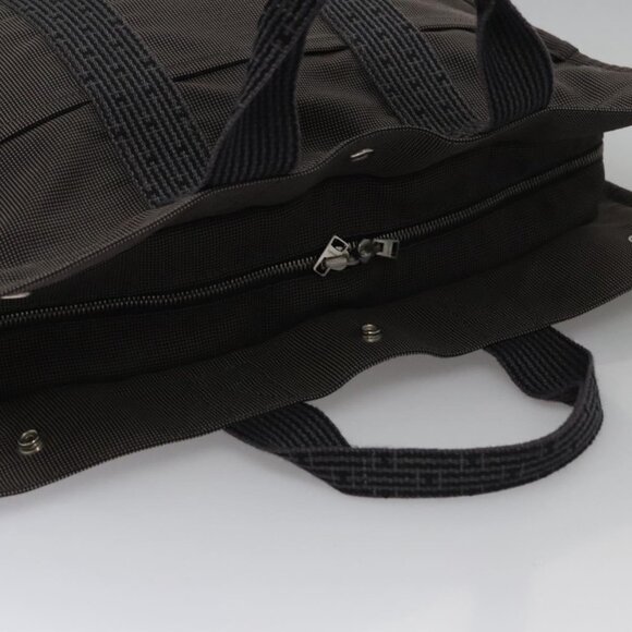 HERMES Her Line MM Tote Bag Canvas Gray Silver Auth kk445 - Picture 6 of 16